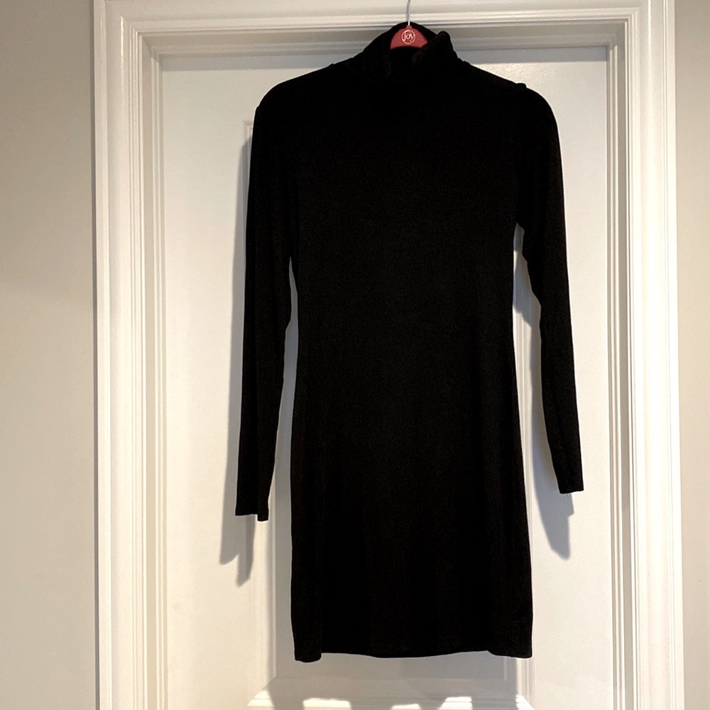 Black turtleneck bodycon dress